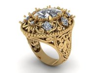 Женский перстень золотой с бриллиантами по кругу