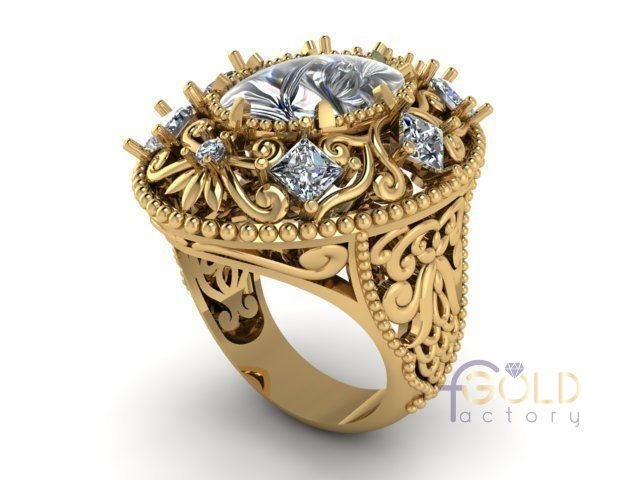 Женский перстень золотой с бриллиантами по кругу