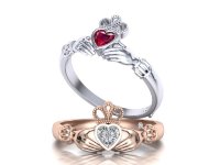 Ирландское кладдахское кольцо с камнем для предложения руки и сердца
