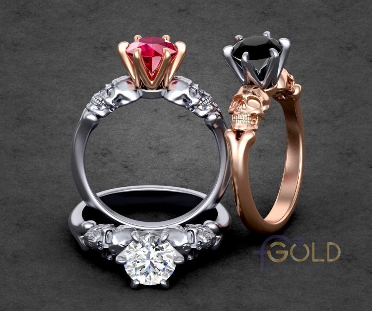 Помолвочное кольцо с черепами в стиле Tiffany
