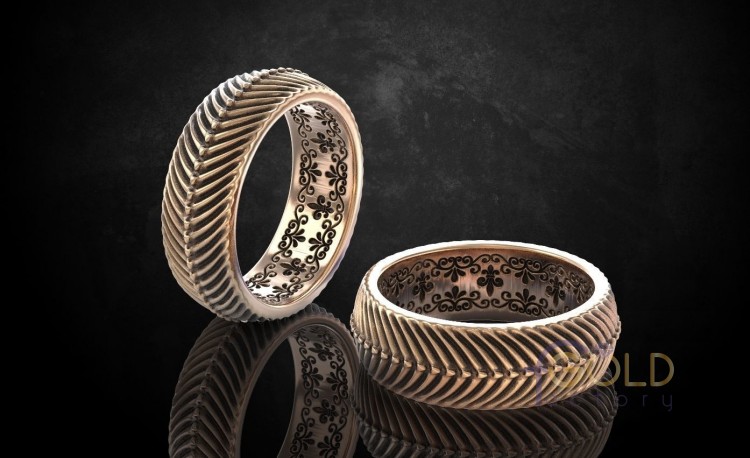 Обручальные кольца в античном стиле с внутренним рисунком