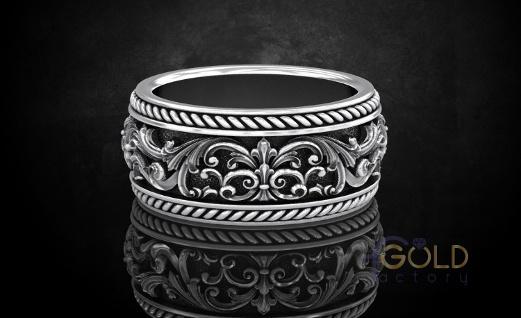 Винтажное кольцо со старинными цветочными узорами